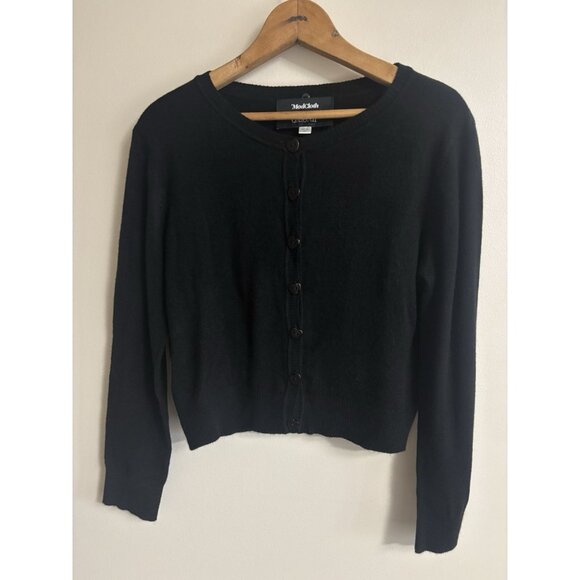 modcloth x collectif Black Cardigan Sweater Soft Heart Buttons Cropped XL - Picture 1 of 8